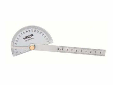 Raportoare - Raportor INSIZE 0–180°, 90x154 mm, otel inoxidabil, precizie +/-0,5°