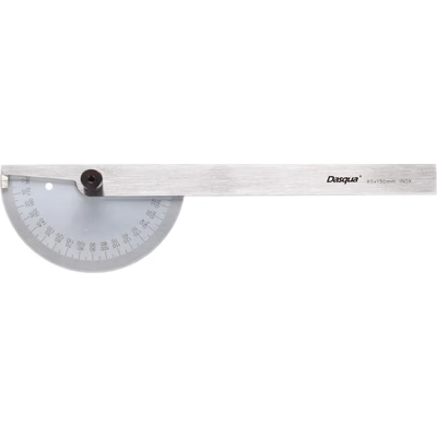 Raportoare - Raportor Dasqua 0–180°, 85x150 mm, otel inoxidabil, precizie +/-0,5°