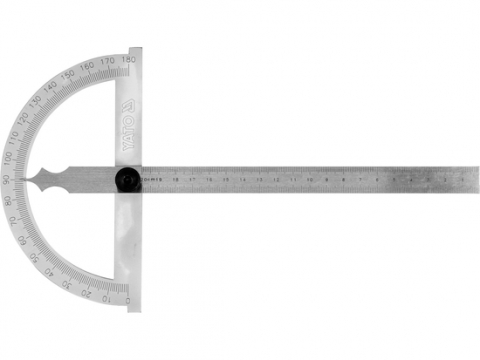 Raportor mecanic 0–180°, 150x200 mm, otel inoxidabil, precizie +/-0,1° [1]