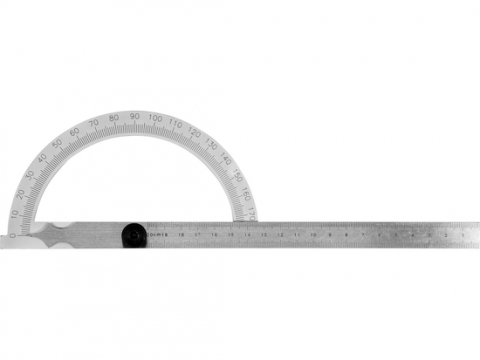 Raportoare - Raportor mecanic 0–180°, 150x200 mm, otel inoxidabil, precizie +/-0,1°