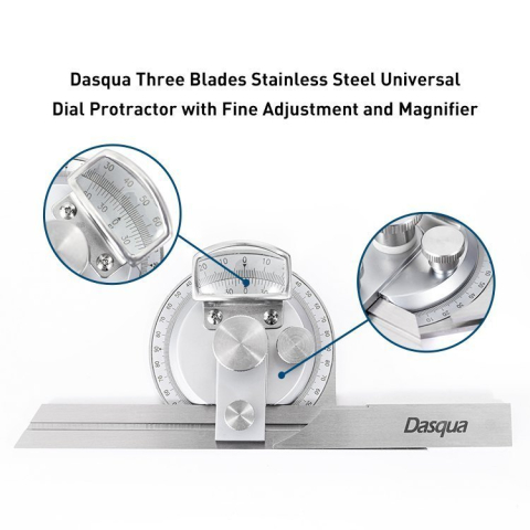 Raportor universal Dasqua 0–360°, cu lupa si nonius, precizie +/-5', reglaj fin [4]