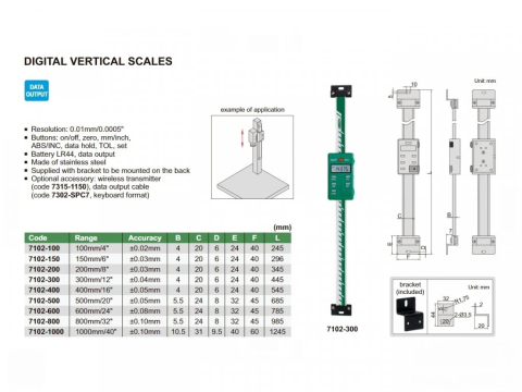 Rigla digitala verticala INSIZE 0-100 mm, rezolutie 0.01 mm, iesire date [1]