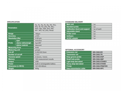 Rugozimetru universal INSIZE ISR-C002, 21 parametri, domeniu 160 um [4]