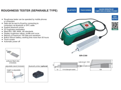 Rugozimetru universal INSIZE ISR-C002, 22 parametri, domeniu +/-160 um [1]