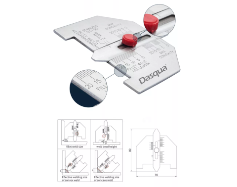 Calibru de sudura Dasqua 0-20 mm, otel inoxidabil, pentru suduri tip cornisa [4]