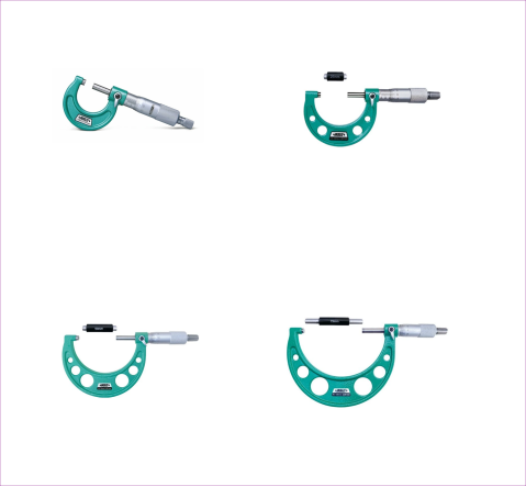 Micrometre mecanice - Set 4 micrometre mecanice exterior INSIZE 0-100 mm, rezolutie 0,001 mm, clichet, carbura