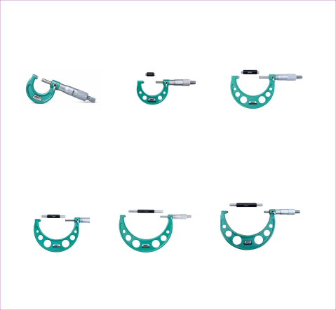 Micrometre mecanice - Set 6 micrometre mecanice exterior INSIZE 0-150 mm, rezolutie 0,001 mm, clichet, carbura