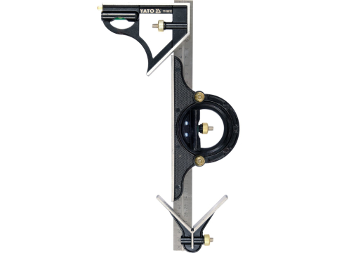 Set 4 piese atelier, echer combinat, raportor 0-180°, rigla 300mm, cap de centrare [1]