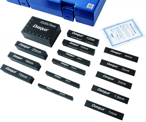 Set 15 cale de pozitionare Dasqua, domeniu 1-25 mm, precizie +/- 0,025 mm, aluminiu anodizat gravat cu laser [3]