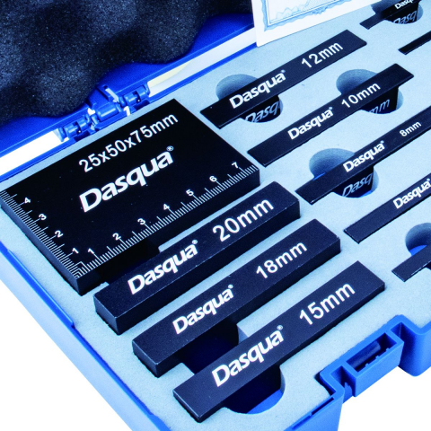 Set 15 cale de pozitionare Dasqua, domeniu 1-25 mm, precizie +/- 0,025 mm, aluminiu anodizat gravat cu laser [1]