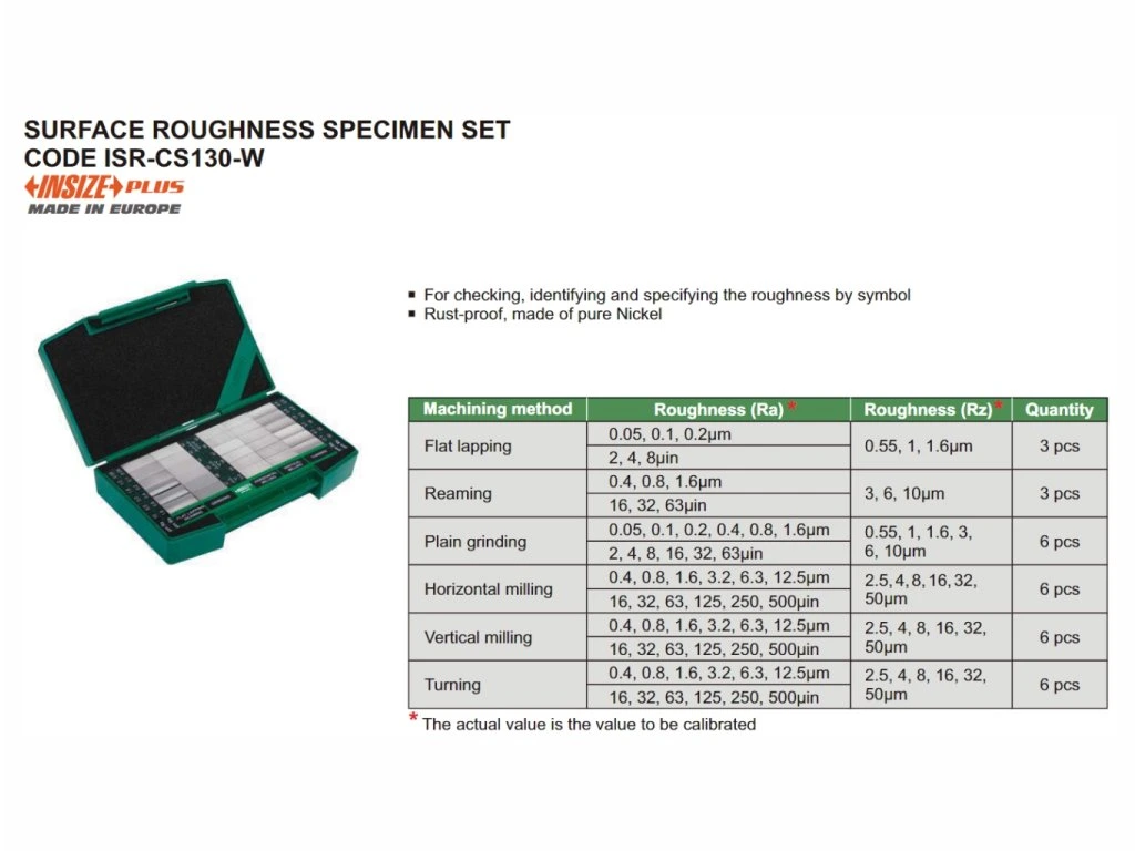 Set etaloane rugozitate INSIZE ISR-CS130-W, 30 mostre Ra si Rz, prelucrari diverse [1]