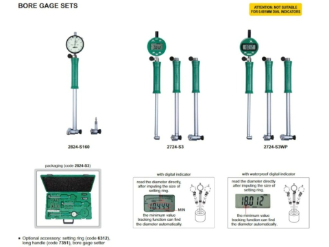 Set trusa alezaj INSIZE 35-160 mm cu ceas comparator digital, rezolutie 0.002 mm [2]