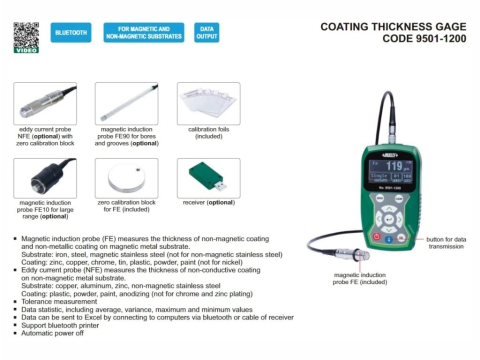 Sonda NFe 0-1250 μm INSIZE pentru analizor digital acoperiri 9501-1200 [3]