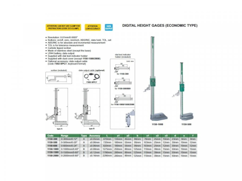 Subler digital de inaltime INSIZE 0-1500 mm, tip C, rezolutie 0,01 mm, varf carbura [1]