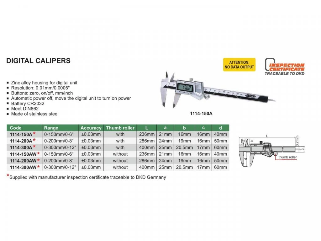 Subler digital INSIZE 150mm, rezolutie 0,01mm, cu carcasa metalica [1]