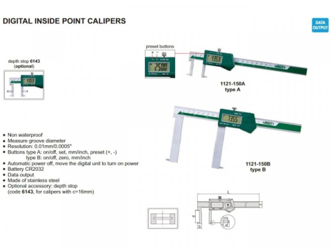 Subler digital pentru caneluri și orificii interioare INSIZE 60-500mm, rezolutie 0.01mm [1]