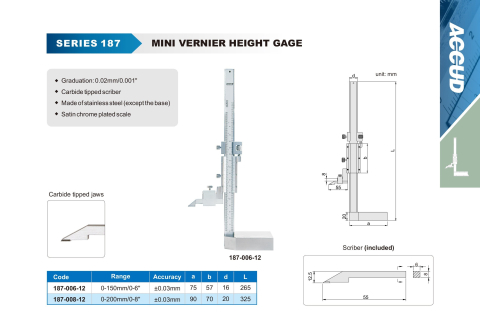 Subler mecanic de inaltime ACCUD 0-150mm x 0.02mm, precizie +/- 0.03 mm [1]