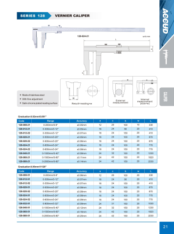 Subler mecanic profesional ACCUD 1000mm/40", 0.02mm, lungime ciocuri 150mm [1]