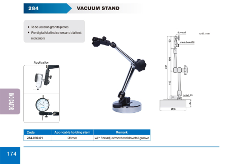 Suport cu ventuza ACCUD pentru ceas comparator, inaltime 285mm, fixare pe masa control granit [1]