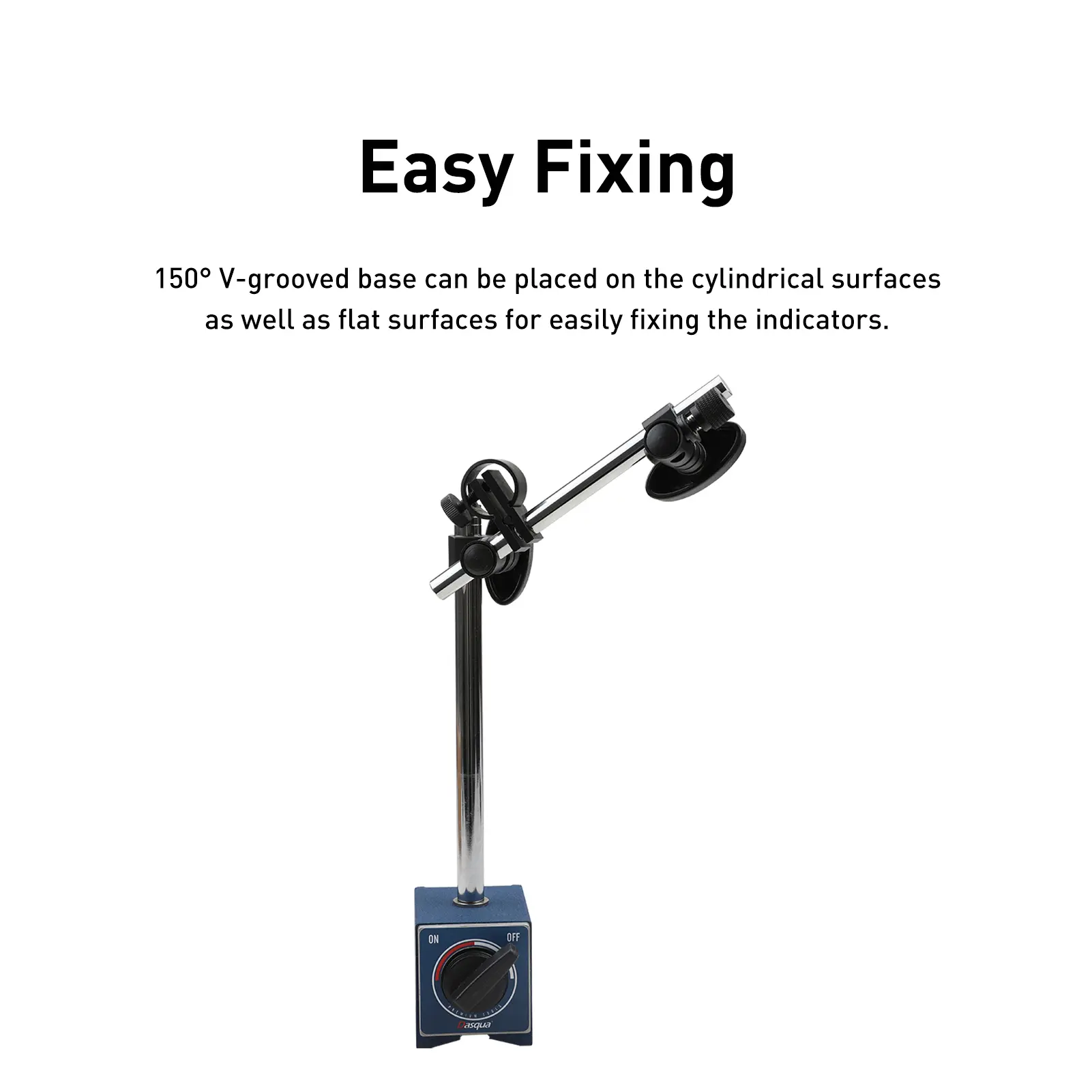 Suport magnetic pentru ceas comparator Dasqua 80Kgf, mecanic universal, baza V 150°, reglaj fin [1]