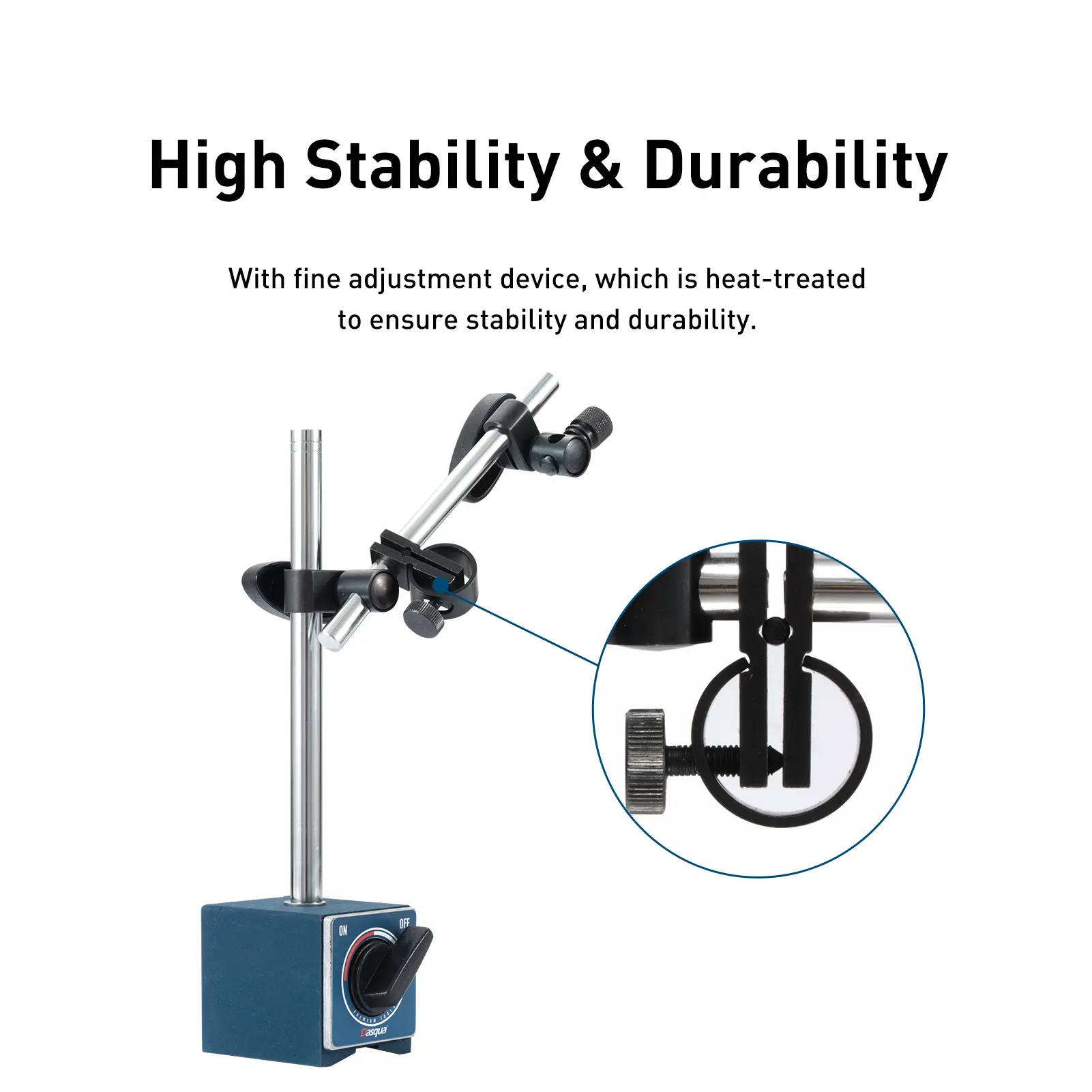 Suport magnetic pentru ceas comparator Dasqua 80Kgf, mecanic universal, baza V 150°, reglaj fin [3]