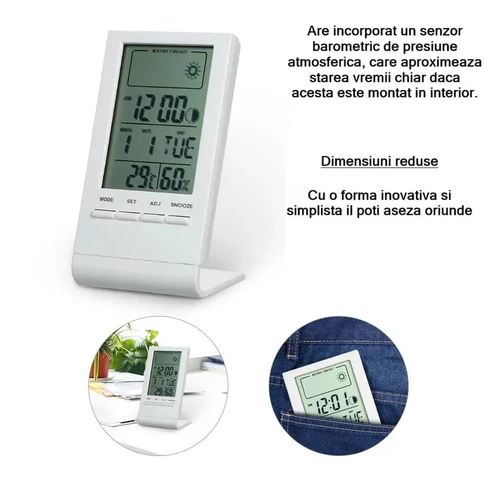 Statie meteo digitala CX220 termometru -50°C la +70°C, umiditate 10% la 99% RH, calendar, ora, alarma [1]