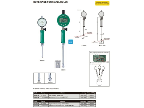 Trusa alezaj cu comparator digital (subito) INSIZE 6-10 mm, rezolutie 0,002 mm [1]