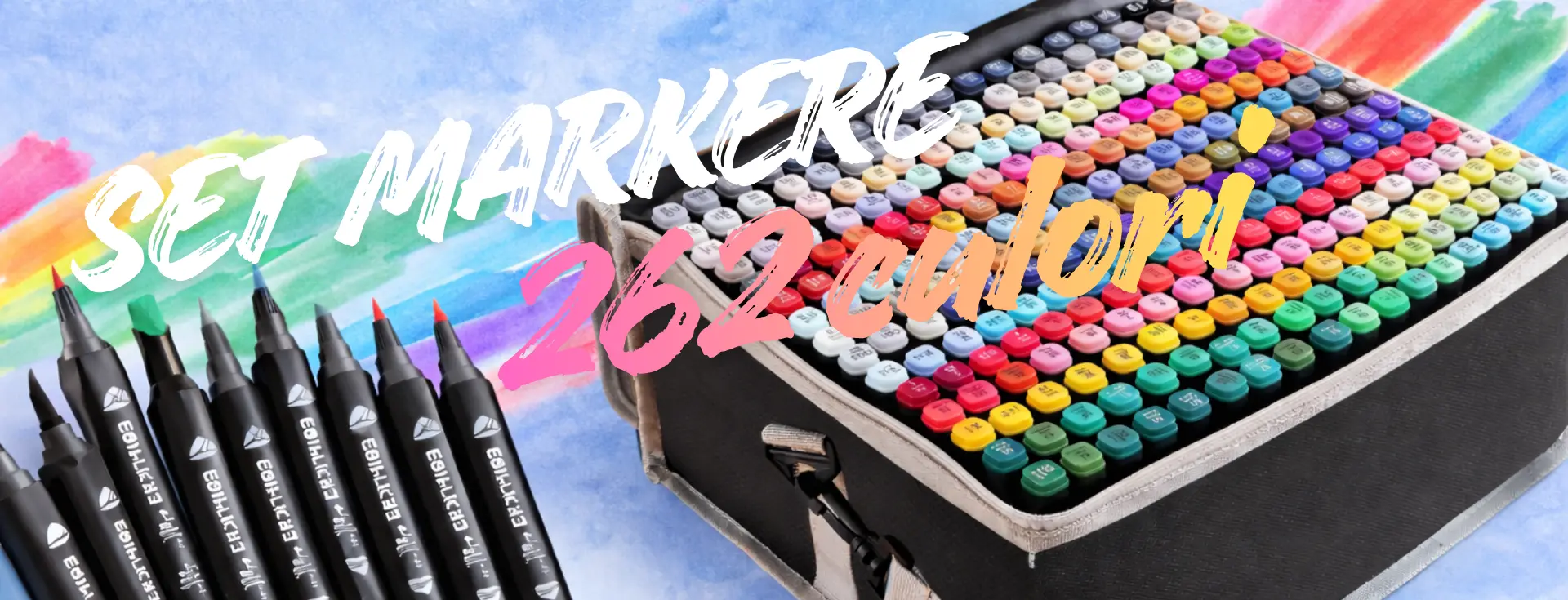 SET MARKERE CU VÂRF DUBLU 262 CULORI