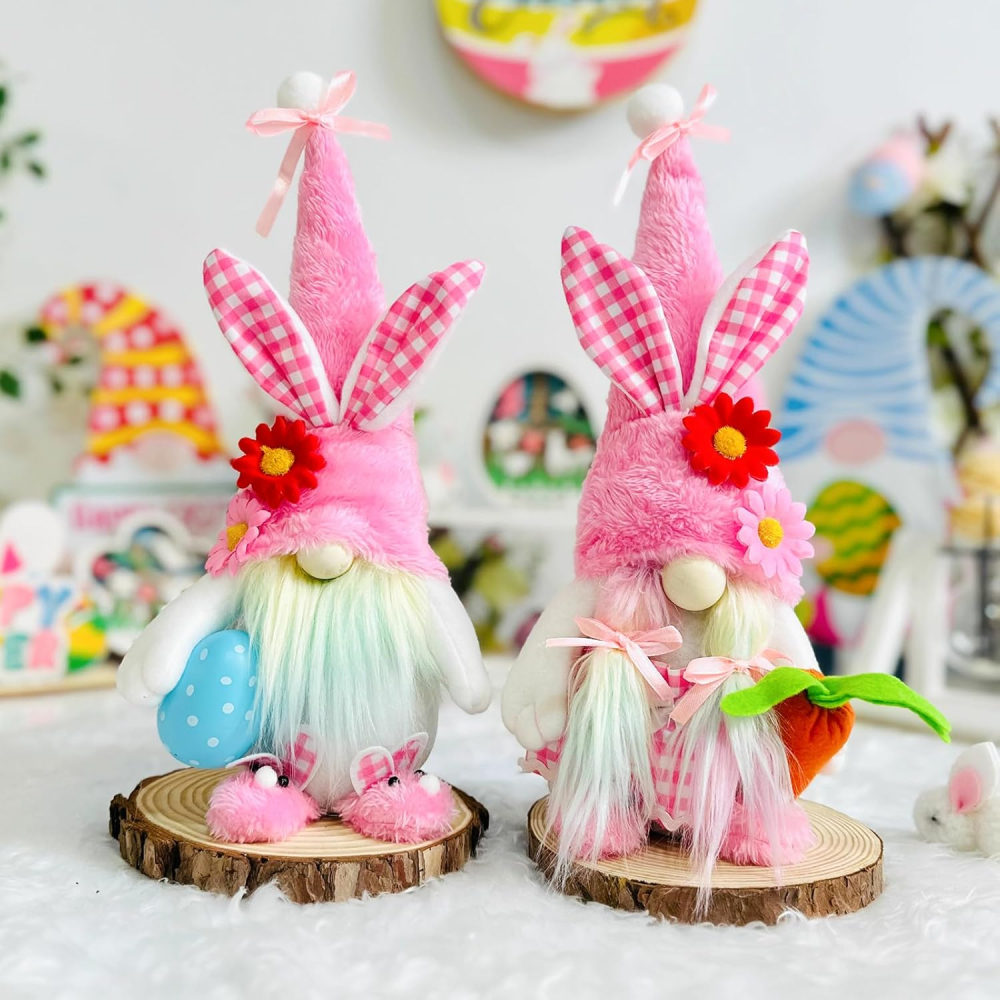 Set 2 gnomi de Paște din pluș, decor de primăvară [7]