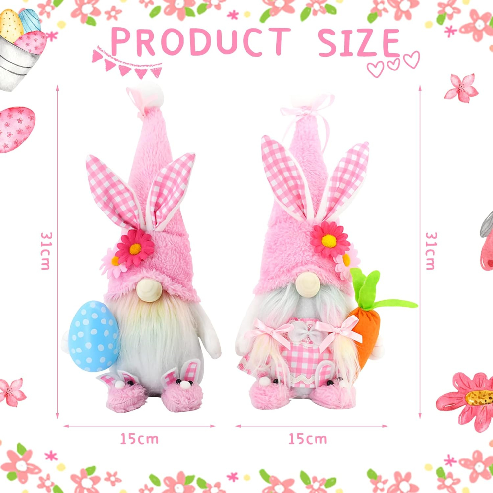 Set 2 gnomi de Paște din pluș, decor de primăvară [5]