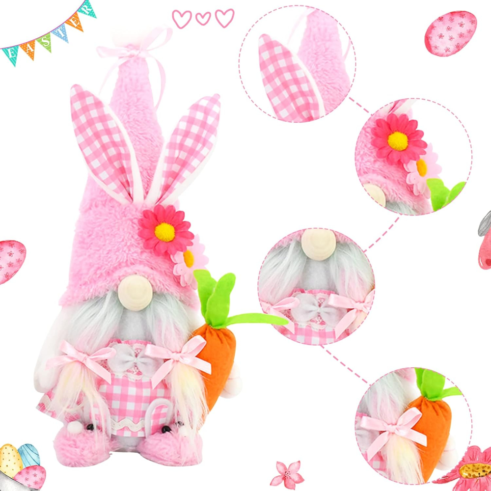 Set 2 gnomi de Paște din pluș, decor de primăvară [6]