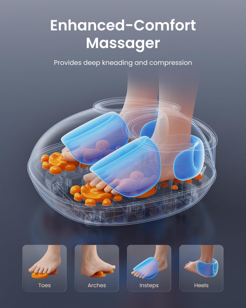 Aparat de masaj pentru picioare RENPHO Foot Massager Lite, Shiatsu, 3 moduri compresie, Încălzire, Negru [6]