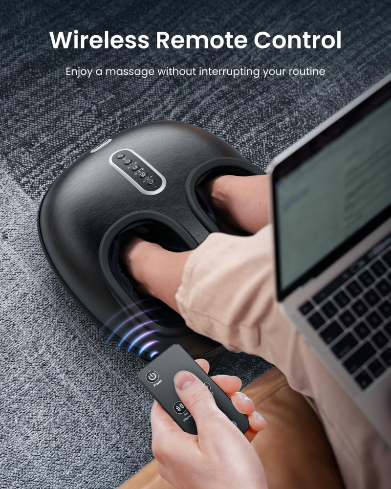 Aparat de masaj pentru picioare RENPHO Foot Massager Lite, Shiatsu, 3 moduri compresie, Încălzire, Negru [7]