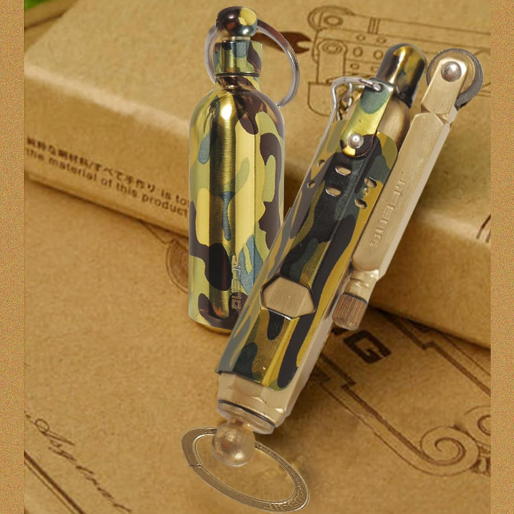 Brichetă vintage din alamă Jifeng, replică de tranșee WWI, cu combustibil, Camuflaj [1]