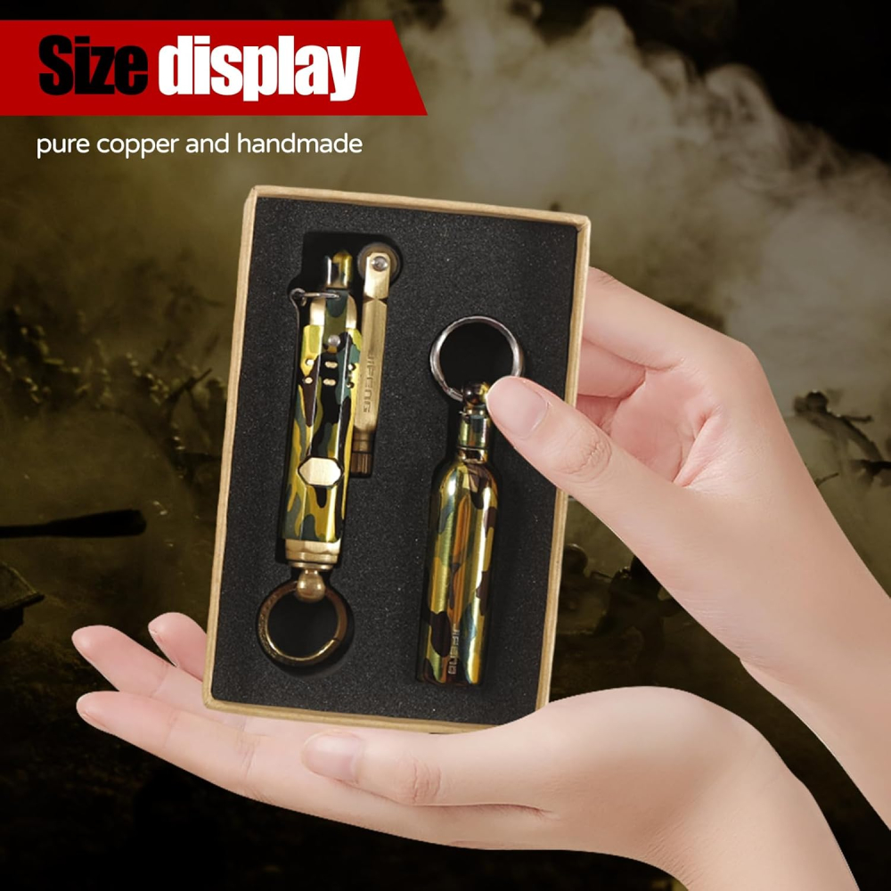 Brichetă vintage din alamă Jifeng, replică de tranșee WWI, cu combustibil, Camuflaj [2]