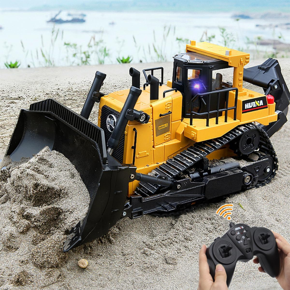 Buldozer cu telecomandă HUINA, 11 canale, scară 1/16, lumini și sunete realiste [5]