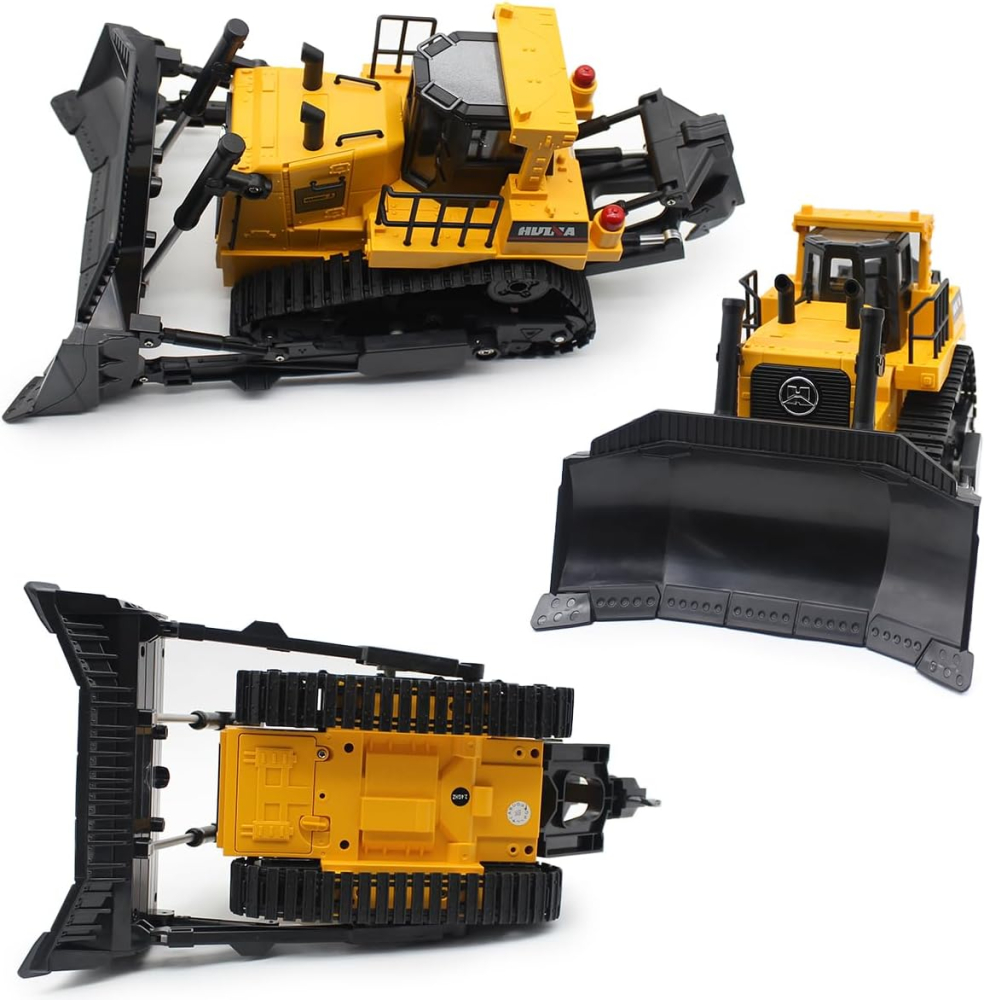 Buldozer cu telecomandă HUINA, 11 canale, scară 1/16, lumini și sunete realiste [6]