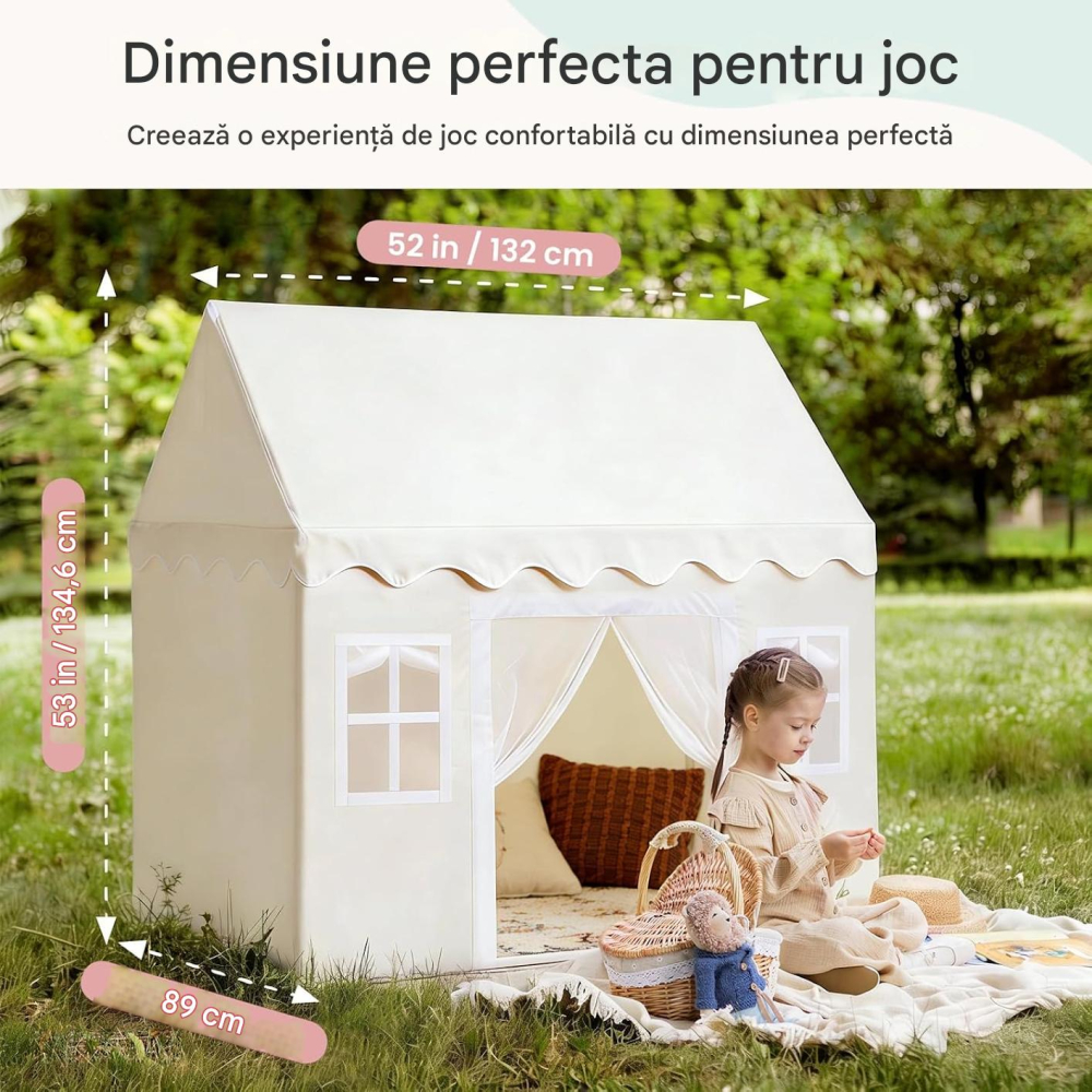 Cort pentru copii Tiny Land cu covoraș și lumini [8]