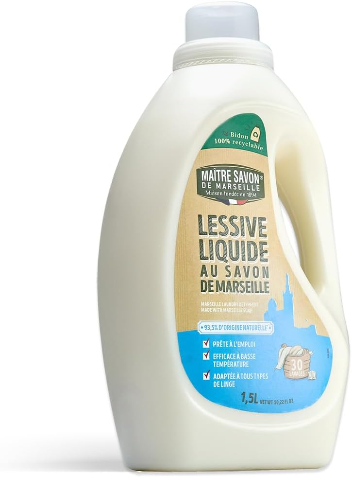 Detergent lichid de rufe Maître Savon de Marseille cu săpun de Marsilia și aromă de Floare de Bumbac, 1.5 L (30 spălări) [3]