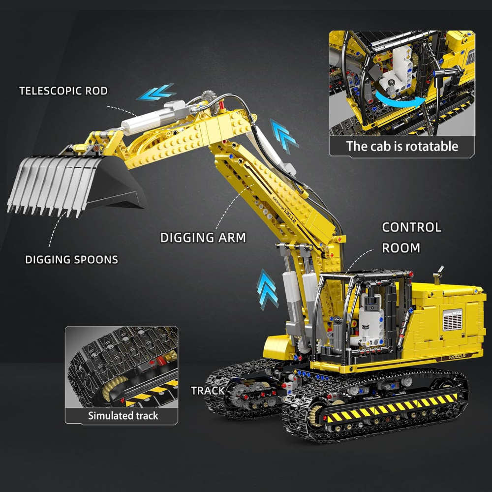 Excavator Tehnic Mould King 17006, Motorizat, Telecomandă & App, 2169 piese [7]