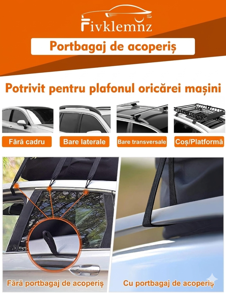 FIVKLEMNZ Portbagaj auto tip geanta impermeabila cu prindere universala – pliabila, cu husa [6]