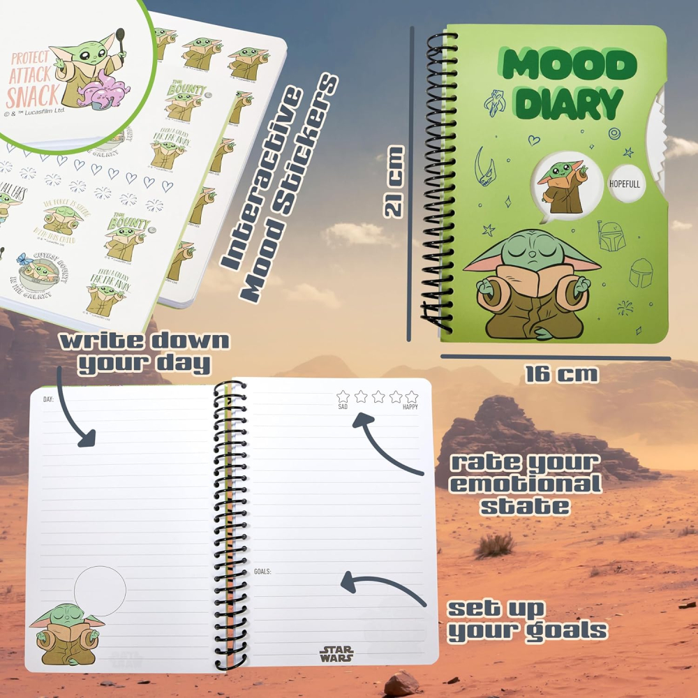 Jurnal Mood Diary cu pix Star Wars Grogu The Mandalorian [5]