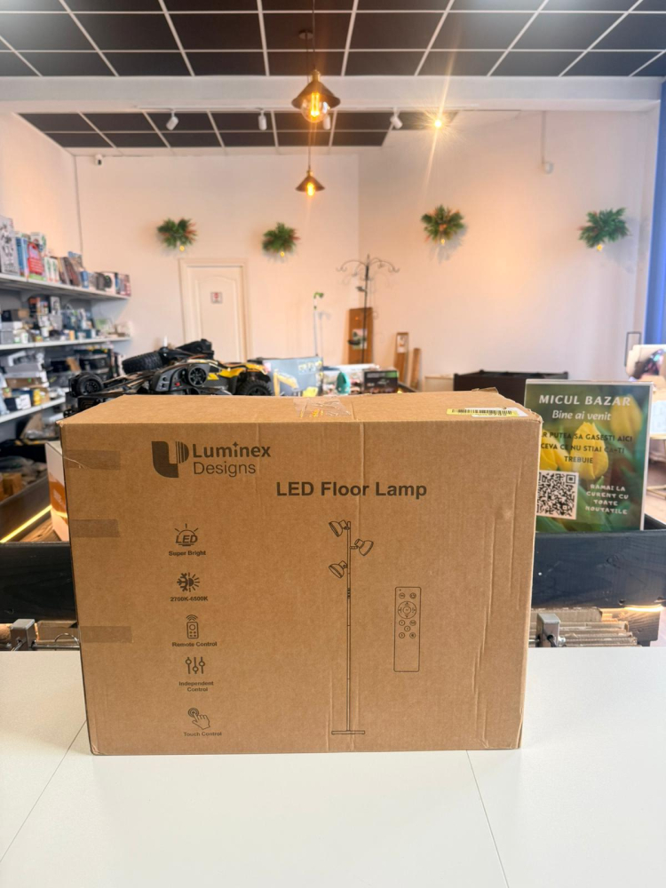 Lampă de podea LED modernă, 36W, 2800LM, 3 capete reglabile, telecomandă [2]