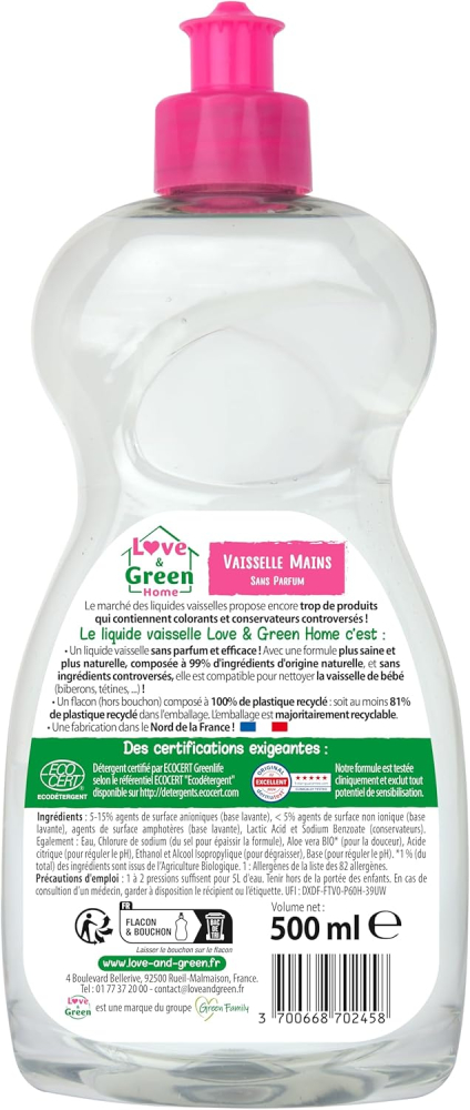 Love & Green Detergent de vase ecologic, hipoalergenic, 500 ml [2]