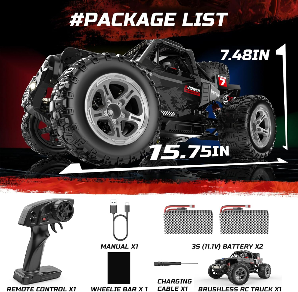 Mașină cu telecomandă off-road DEERC 207E Brushless 1:10, 4WD, 55 km/h [5]