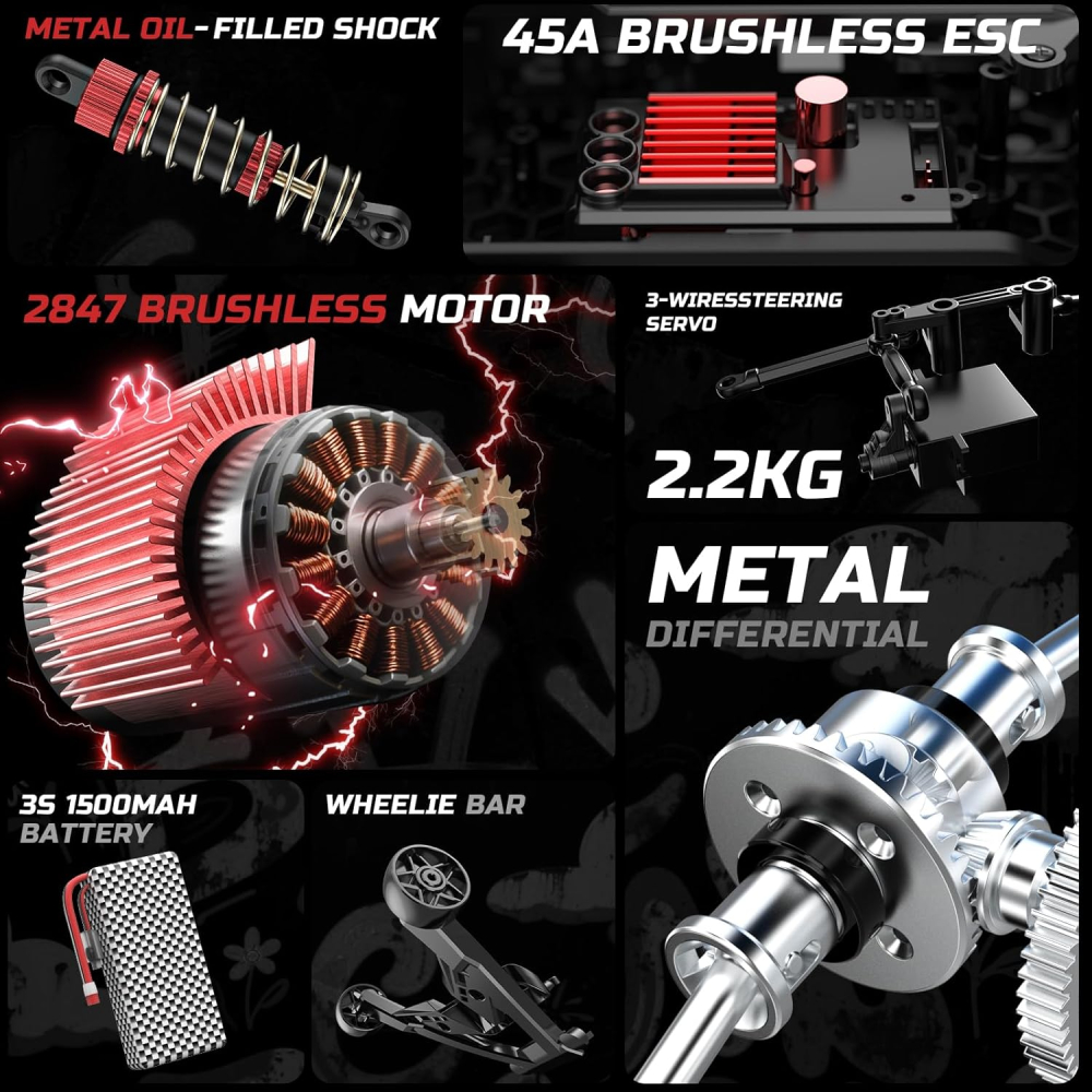 Mașină cu telecomandă off-road DEERC 207E Brushless 1:10, 4WD, 55 km/h [6]