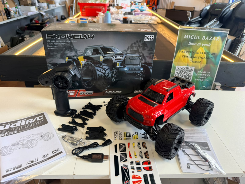 Mașină cu telecomandă UDI R/C Monster Truck Pro Brushless UD1610PRO, scara 1/16, 4WD, 65 km/h, Rosie [2]