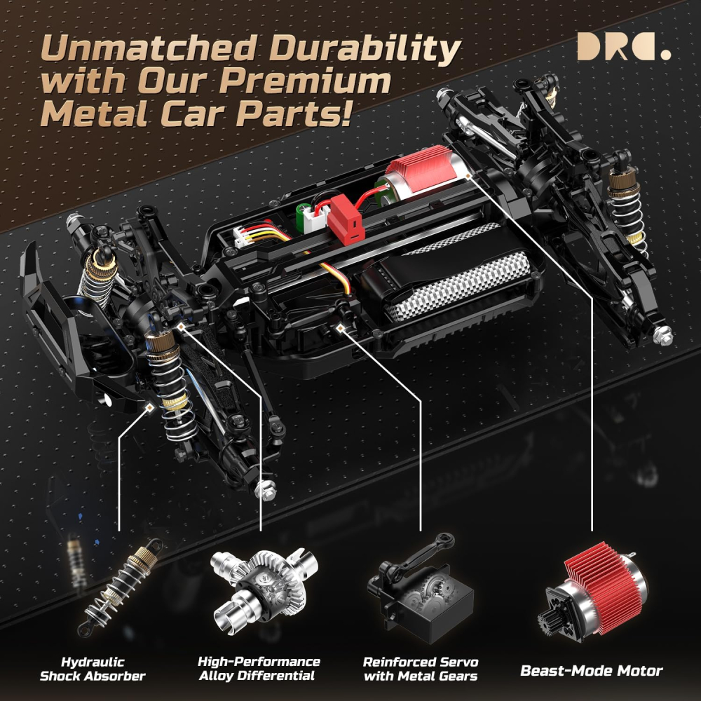 Mașină RC DEERC 9005E Desert Truck 1:14, 4WD Off-Road, 40 km/h, faruri LED, 2 baterii [4]