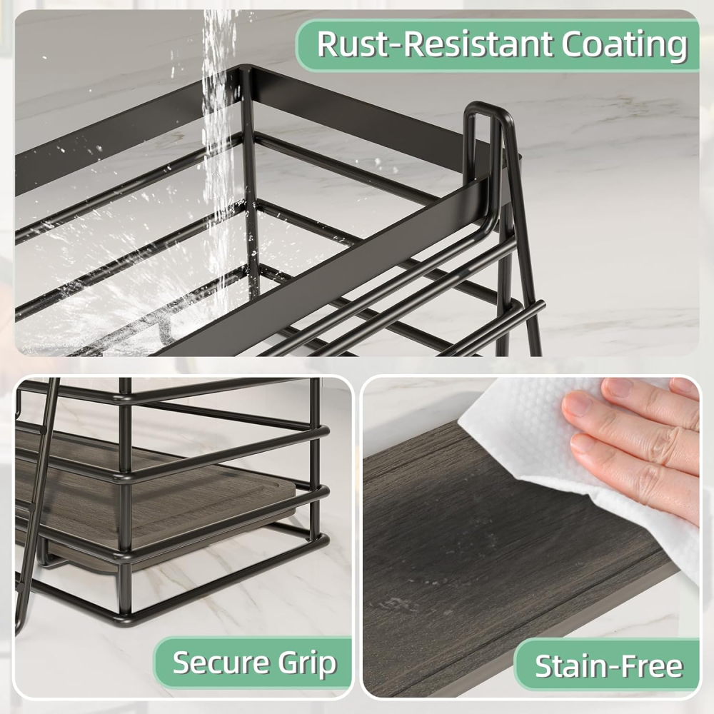 Organizator chiuvetă bucătărie cu bază absorbantă, suport burete și perii, 23 cm [9]