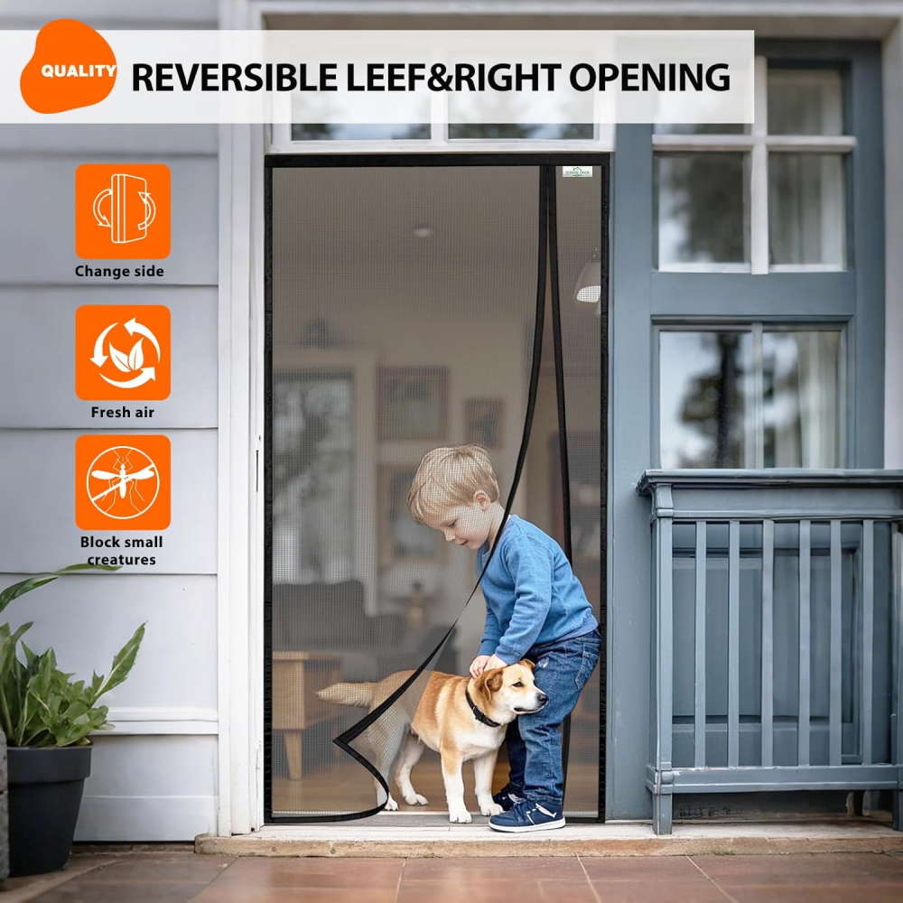 Plasă magnetică de ușă, anti-insecte, 95 x 215 cm [7]